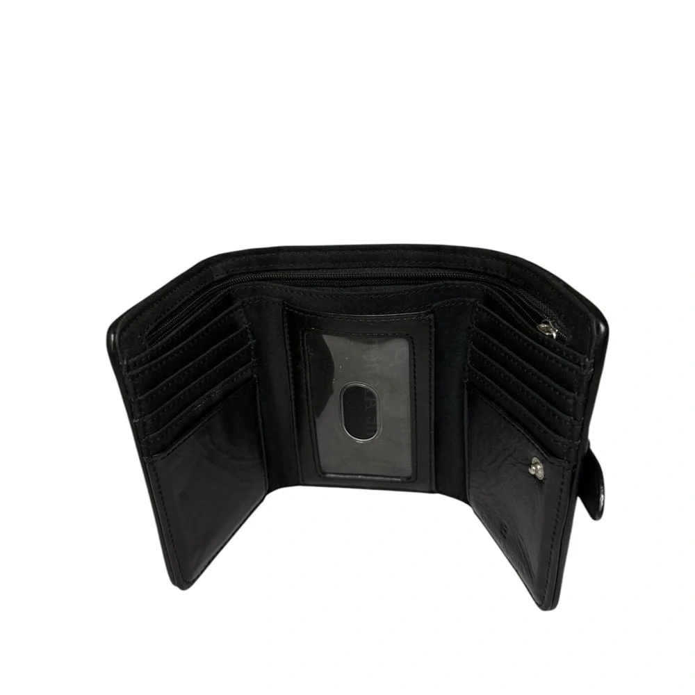 Etienne Aigner Black Leather Intrecciato Design Women's Wallet